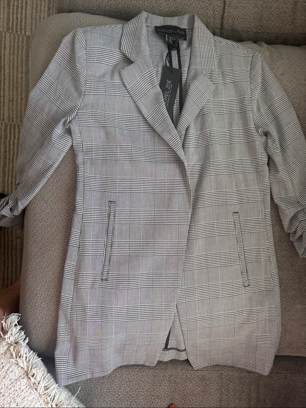 Rachel Zoe Glen Plaid Blazer in Black and White